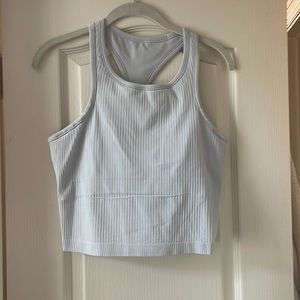Lululemon edd to street tank top, size 10, blue, built in bra